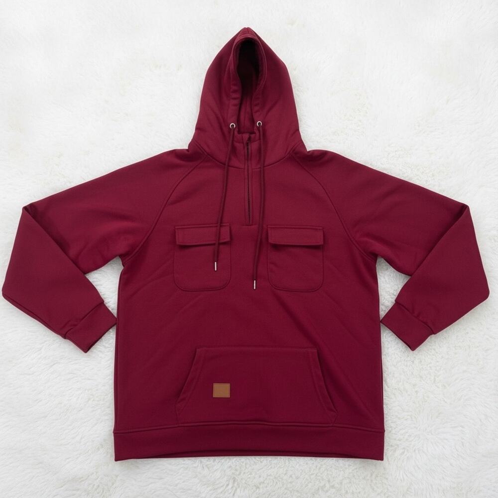 Women's Maroon Quarter Zip Pullover Hoodie - Size XL